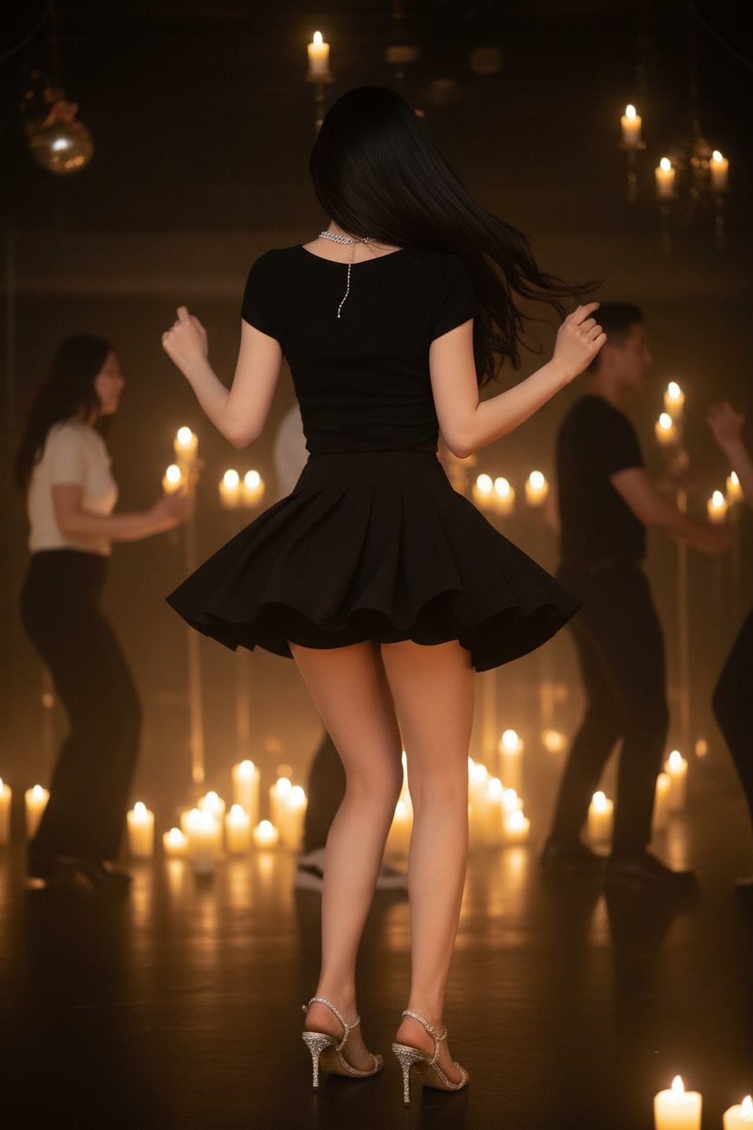 Linine dancing back view candles